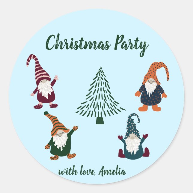 Weihnachtsgnomes Weihnachtsfeier Geschenk Runder Aufkleber (Vorderseite)