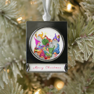 Weihnachtsgnomes Weihnachtsgeschenk Banner-Ornament Silber