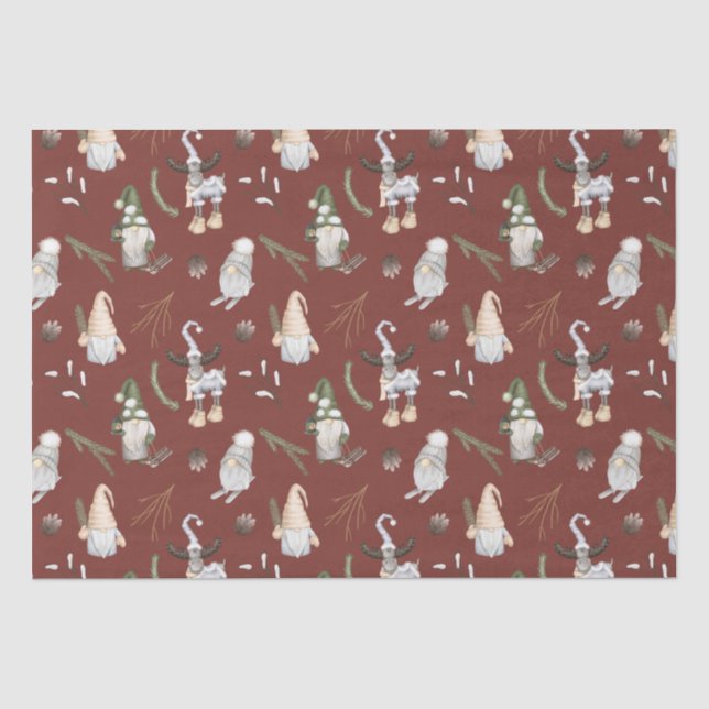 Weihnachtsgnomes Woodland Tissue Paper Seidenpapier (Vorderseite)