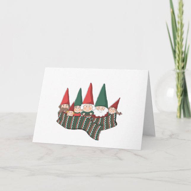Weihnachtsgnomfamilie Faltete Urlaubskarte Feiertagskarte (Vorderseite)