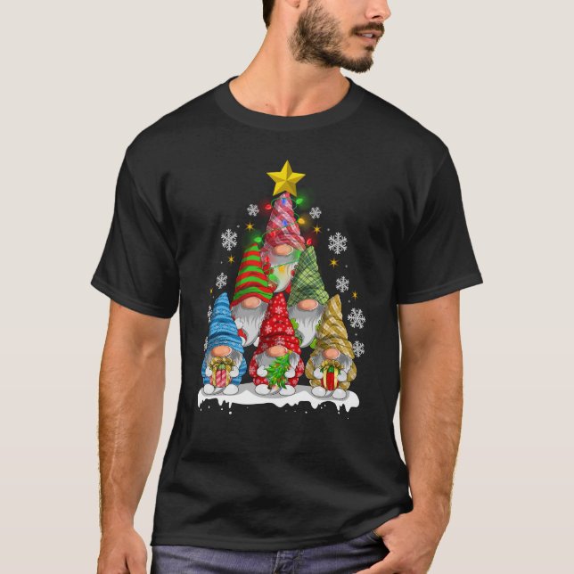 Weihnachtsgnomies Xmas Pine Tree Gnome Garden T-Shirt (Vorderseite)
