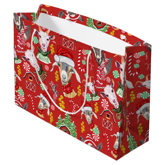 Weihnachtsgoaten Candy and Jingle Bells GetYerGoat Große Geschenktüte (Rückseite Schrägansicht)