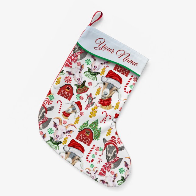 Weihnachtsgoaten und Jingle Bells Kleiner Weihnachtsstrumpf (Vorderansicht (hängend))