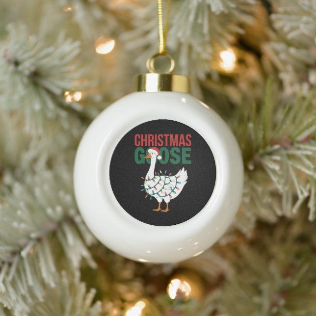 Weihnachtsgoise Lights Niedlicher Urlaub Keramik Kugel-Ornament (Baum)