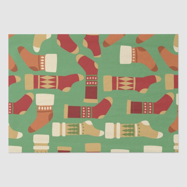 Weihnachtsgold, Rot, Grüne Socken Seidenpapier (Vorderseite)