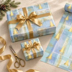Weihnachtsgold-Tannenbäume & Paste Plaid  Geschenkpapier