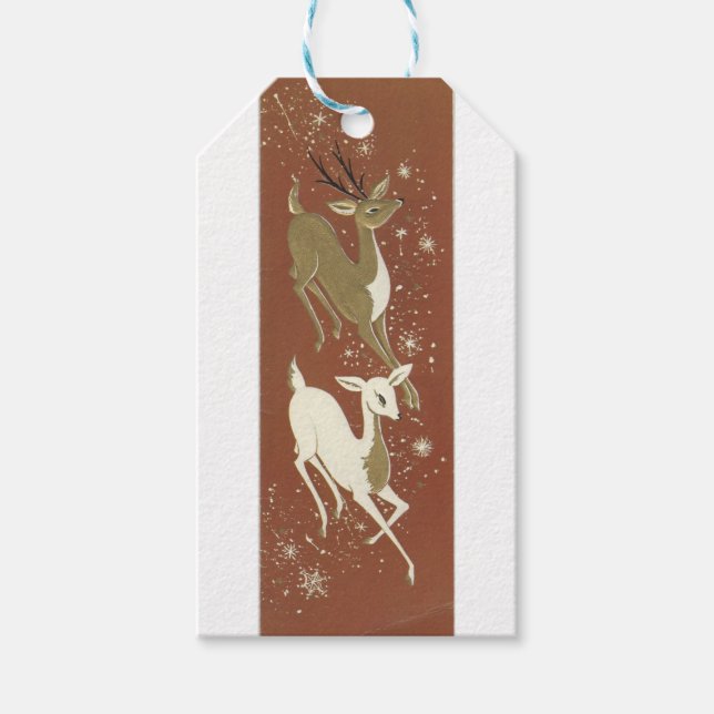 Weihnachtsgoldene Rentiere Geschenkanhänger (Vorderseite)