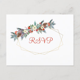 Weihnachtsgoldrahmen saisonale Blumenhochzeit rsvp Einladungspostkarte