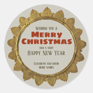 Weihnachtsgoldstar mit Urlaubstext CC0959 Runder Aufkleber