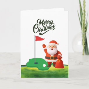 Weihnachtsgolf mit Santa auf dem Golfplatz Karte