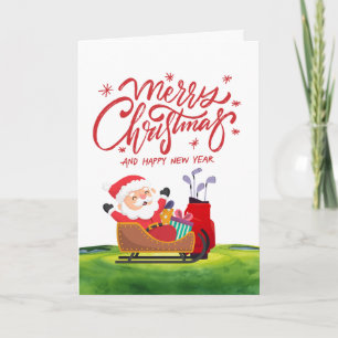 Weihnachtsgolf mit Santa auf dem Golfplatz Karte