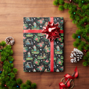 Weihnachtsgolf Sommer Santa Wasserfarbenmuster Geschenkpapier