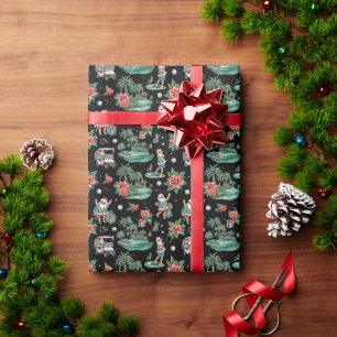Weihnachtsgolf Sommer Santa Wasserfarbenmuster Geschenkpapier