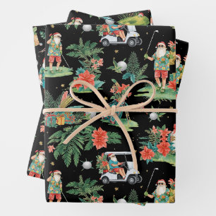 Weihnachtsgolf Sommer Santa Wasserfarbenmuster Geschenkpapier Set