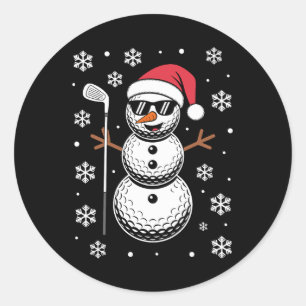 Weihnachtsgolfball Schneemann Santa Sonnenbrille X Runder Aufkleber