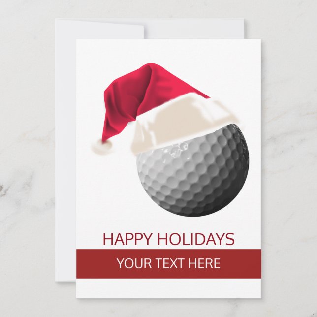 Weihnachtsgolfball Weihnachtsmannmütze Grußkarten Feiertagskarte (Vorderseite)