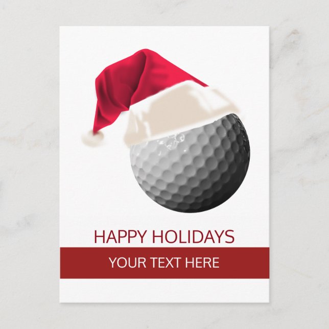 Weihnachtsgolfball Weihnachtsmannmütze PostCards Feiertagspostkarte (Vorderseite)
