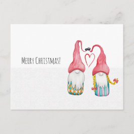 Weihnachtsgome in Liebe Wasserfarbe Handgemalt Feiertagspostkarte
