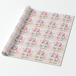 Weihnachtsgome in Liebe Wasserfarbe Handgemalt Geschenkpapier