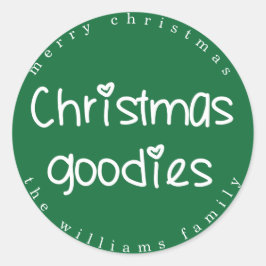 Weihnachtsgoodies - Personalisiert grün Runder Aufkleber