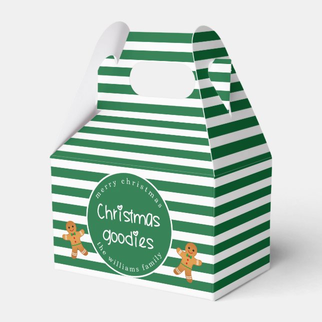 Weihnachtsgoodies - Personalisiert grüner Streifen Geschenkschachtel (Vorderseite)