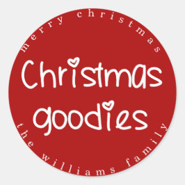 Weihnachtsgoodies - Personalisiert Red Runder Aufkleber
