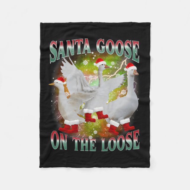 Weihnachtsgoose auf der Loose Santa Albern Goose A Fleecedecke (Vorderseite)