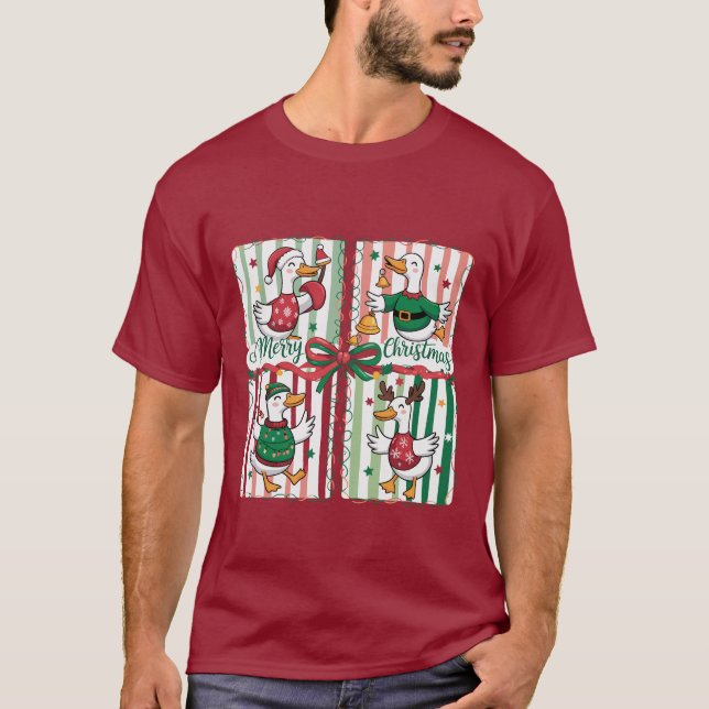 Weihnachtsgoose Funny Holiday Animal Reindeer Duck T-Shirt (Vorderseite)