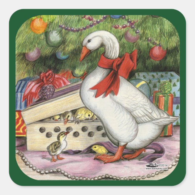 Weihnachtsgoose Quadratischer Aufkleber (Vorderseite)