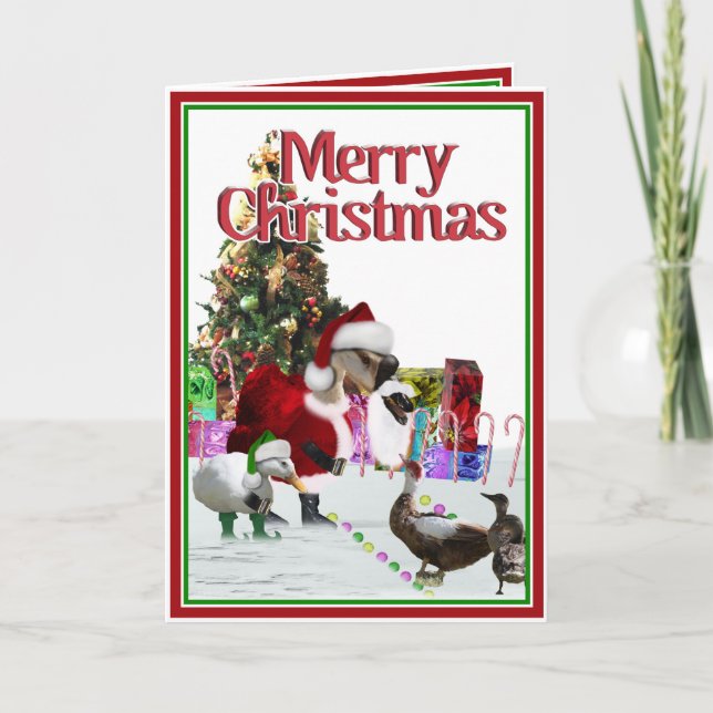 Weihnachtsgoose und Enten Feiertagskarte (Vorderseite)