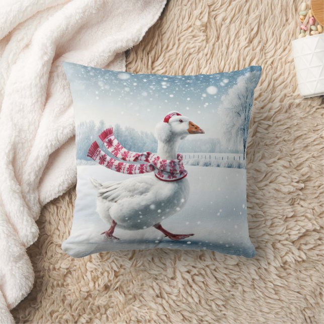 Weihnachtsgoose Wandern in Schneeflocken Kissen (Decke)