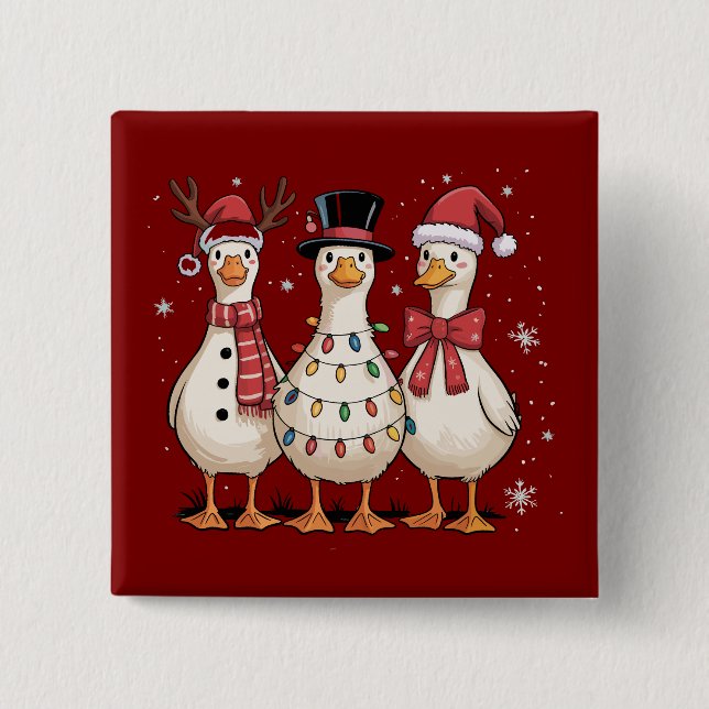 Weihnachtsgoss Weihnachtsmann Alberner Niedlicher  Button (Vorderseite)