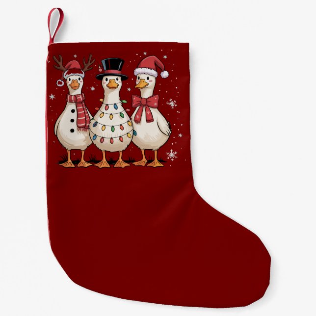 Weihnachtsgoss Weihnachtsmann Alberner Niedlicher  Kleiner Weihnachtsstrumpf (Vorderseite)