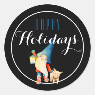 Weihnachtsgottesdienst mit Lantern & Pig Happy Hol Runder Aufkleber