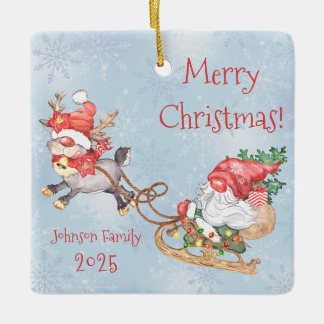 Weihnachtsgottesdienst mit Reindeer-Urlaub Keramikornament (Vorderseite)