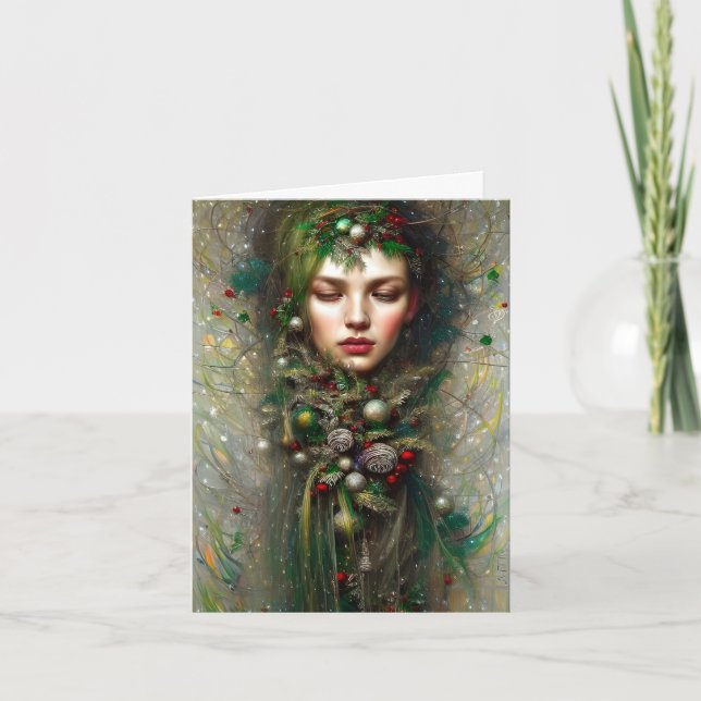Weihnachtsgöttin Feiertagskarte (Vorderseite)