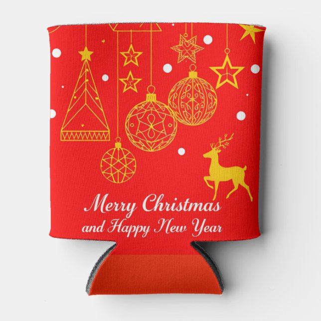 Weihnachtsgrafik mit Ornamenten Dosenkühler (Vorderseite)