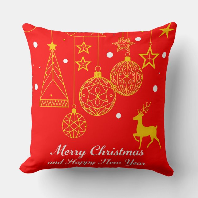 Weihnachtsgrafik mit Ornamenten Kissen (Vorderseite)
