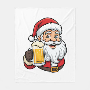 Weihnachtsgrafik Weihnachtsmann Bier trinkend Fleecedecke
