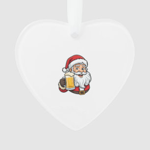 Weihnachtsgrafik Weihnachtsmann Bier trinkend Ornament