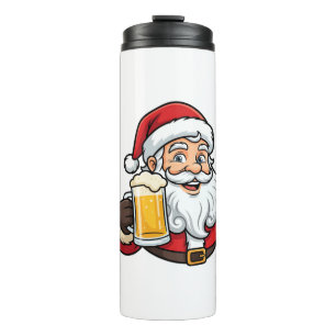 Weihnachtsgrafik Weihnachtsmann Bier trinkend Thermosbecher