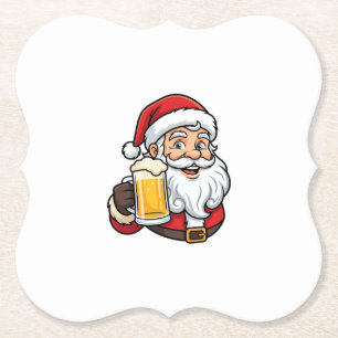 Weihnachtsgrafik Weihnachtsmann Bier trinkend Untersetzer
