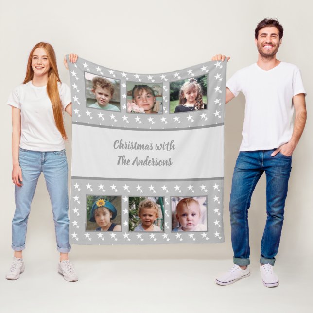 Weihnachtsgrau mit dem Namen der Fotos Fleecedecke (Beispiel)