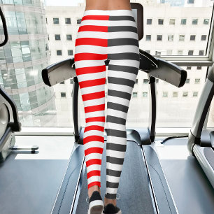 Weihnachtsgrau-Rot-Weiß-Gestreifte Sportliche Frau Leggings