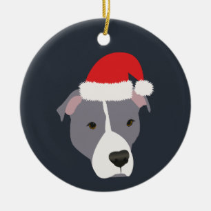 Weihnachtsgraue und weiße Pitbulle Keramik Ornament
