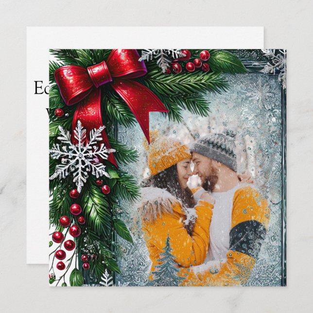 Weihnachtsgrenze Feiertagskarte (Vorne/Hinten)