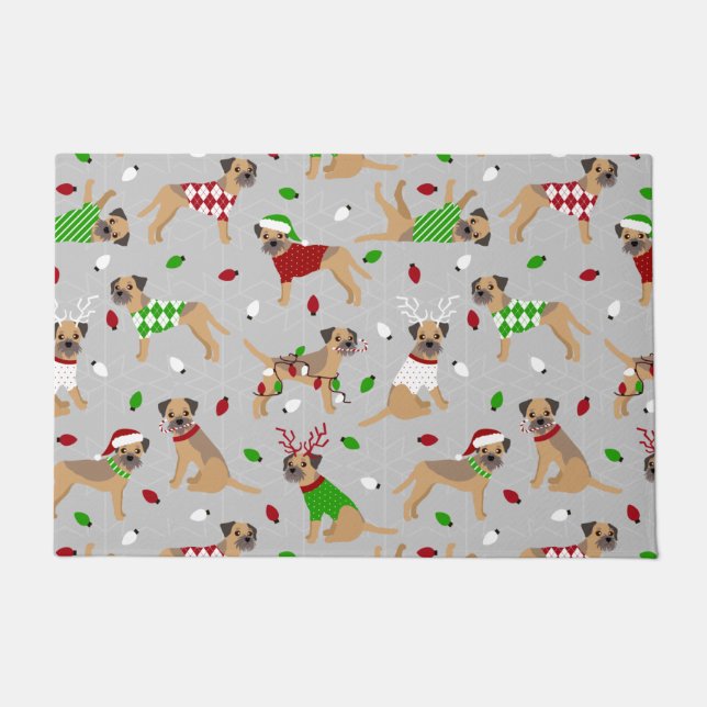 Weihnachtsgrenze Terrier Doormat Fußmatte (Vorderseite)