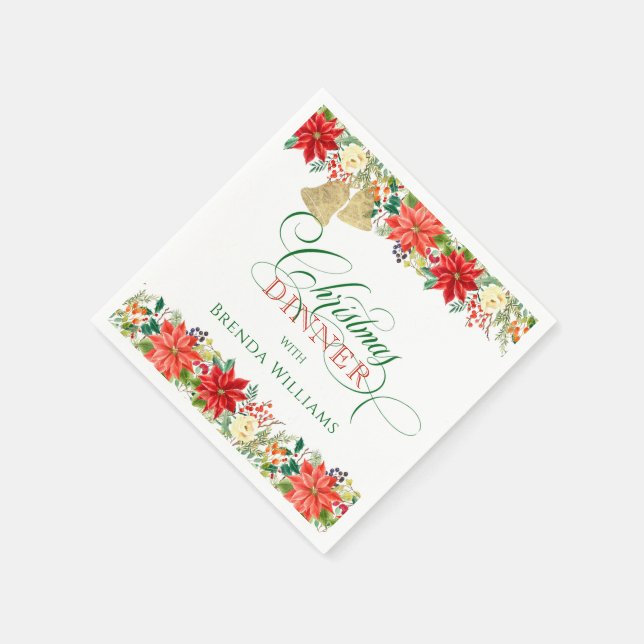 Weihnachtsgrenze und Typografie Serviette (Ecke)