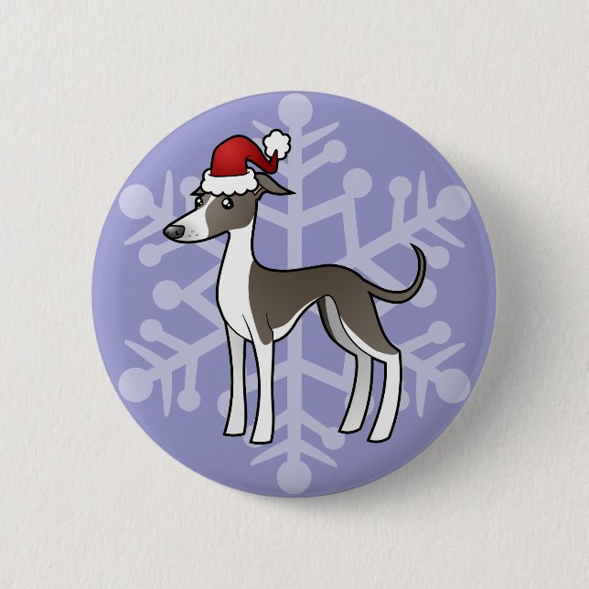 Weihnachtsgriechisch / Whippet / Italienischer Win Button (Vorderseite)