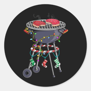 Weihnachtsgrill-Design für thematische Weihnachtsf Runder Aufkleber
